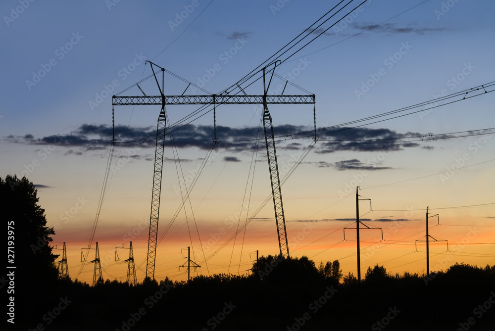 The high voltage transmission towers