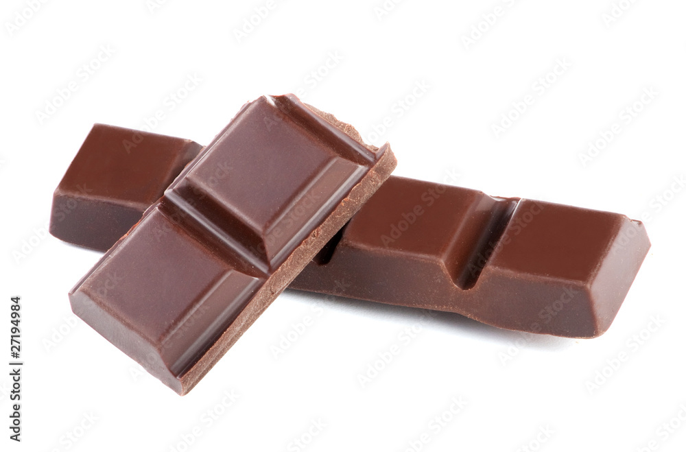 Pieces of chocolate isolated on white background Pieces of chocolate isolated on white background