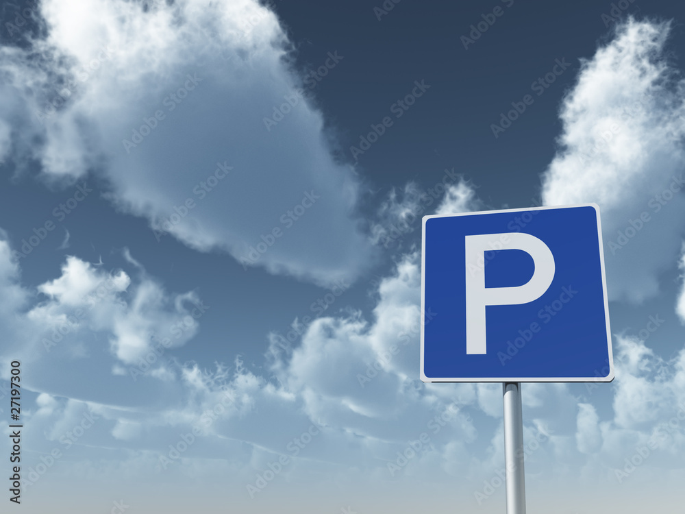 verkehrsschild - parken erlaubt - 3d illustration verkehrsschild - parken erlaubt - 3d illustration