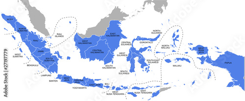 Fotografie, Obraz Indonesia - provinces map