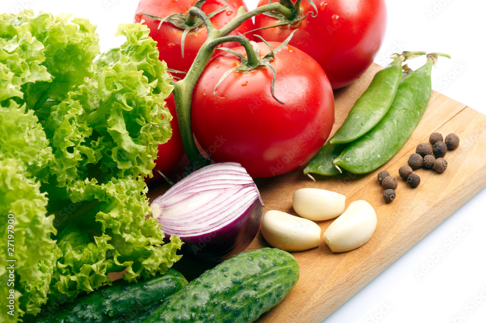 Fresh vegetables on wooden hardboard Fresh vegetables on wooden hardboard