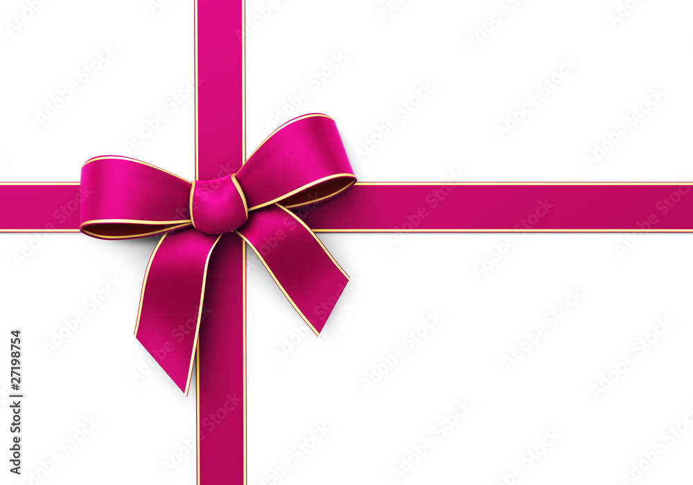 Present wrapped with pink silk ribbon Present wrapped with pink silk ribbon