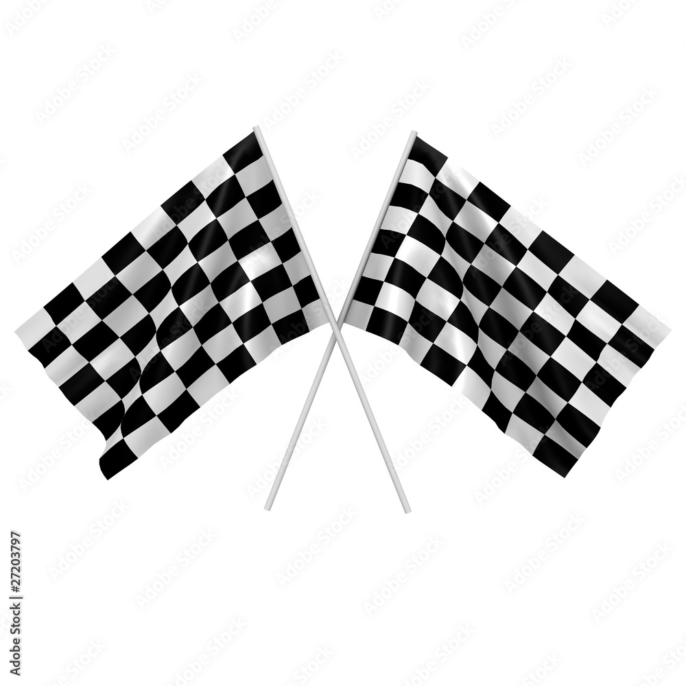 Fototapeta premium Two checkered race flags - a 3d image