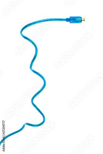 Blue USB Cable isolated on white background