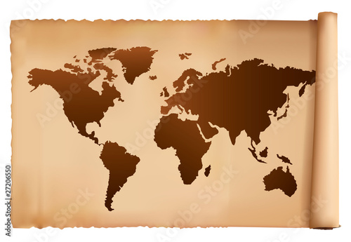 World map in vintage pattern. Vector.