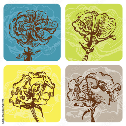 Set of floral banners