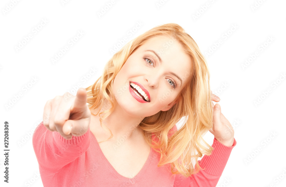 businesswoman pointing her finger businesswoman pointing her finger