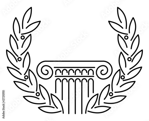 Antique Greek Column and Laurel