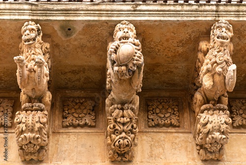 Balcony of Nicolaci Villadorata Palace in Noto, Sicily photo