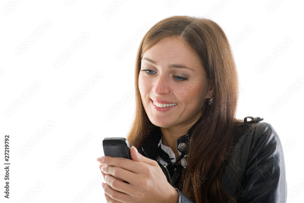 Beautiful girl with a mobile phone Beautiful girl with a mobile phone