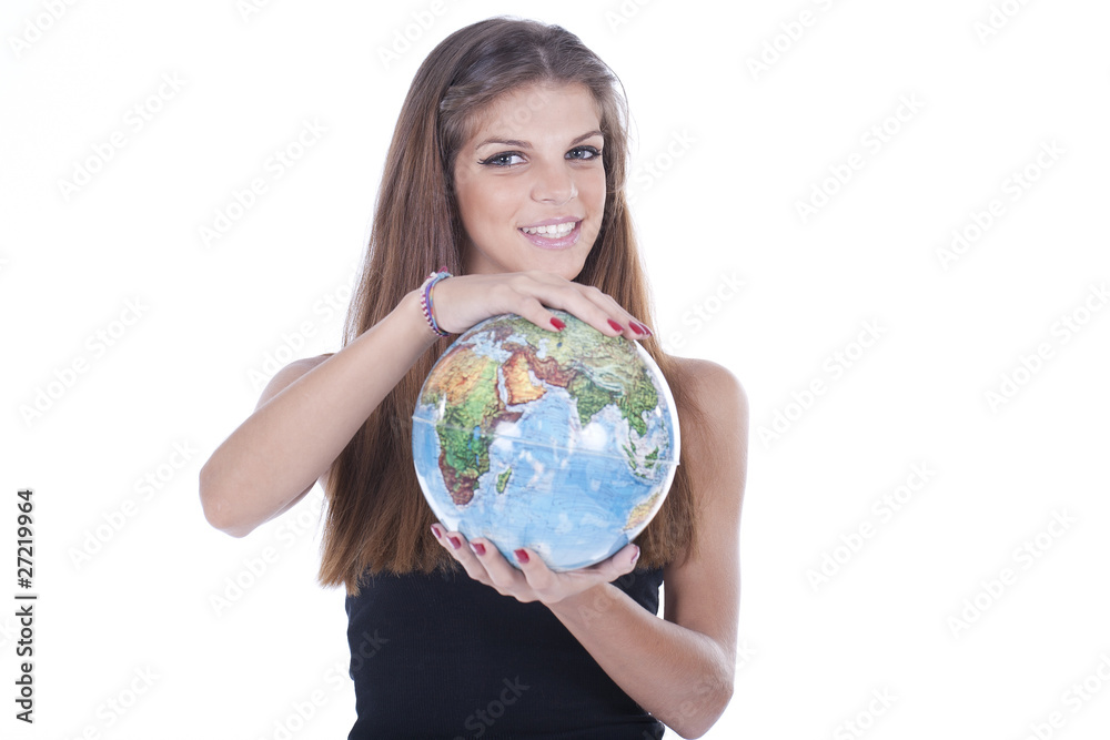 girl holding world on her hands girl holding world on her hands