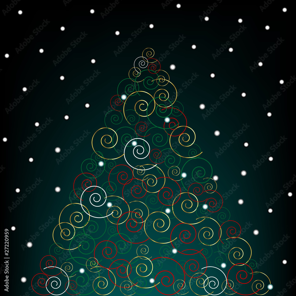Abstract Christmas tree over black background Abstract Christmas tree over black background