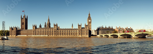 Panoramic picture of Houses of Parliament, London.