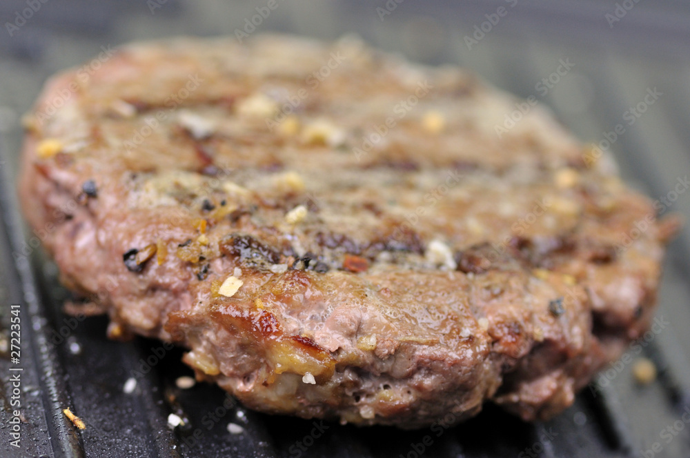 hamburger on a grill