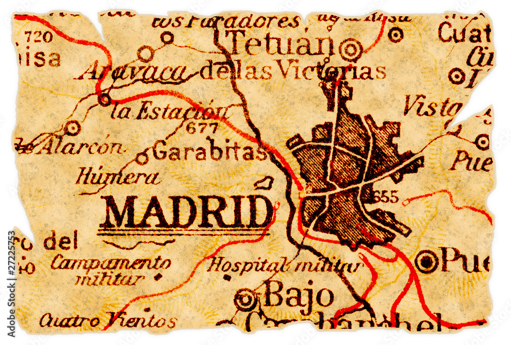 Naklejka premium Madrid old map