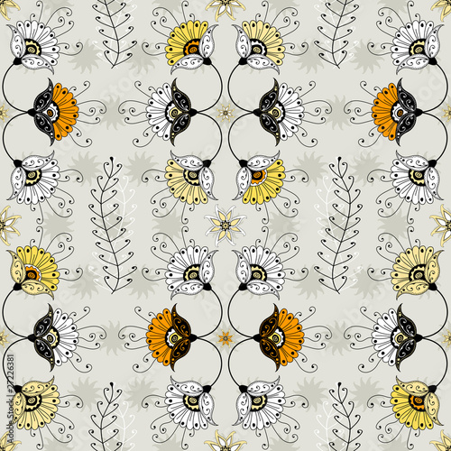 Seamless grey floral pattern