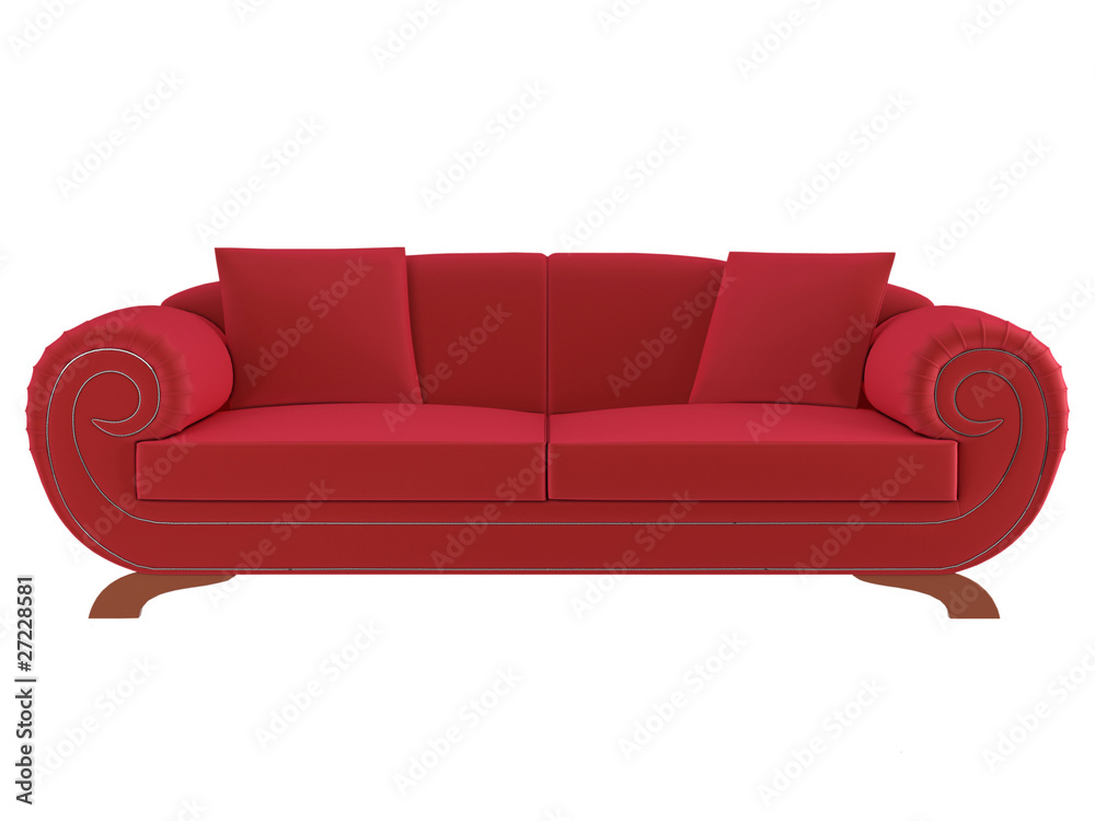 Fototapeta premium Classic red sofa isolated