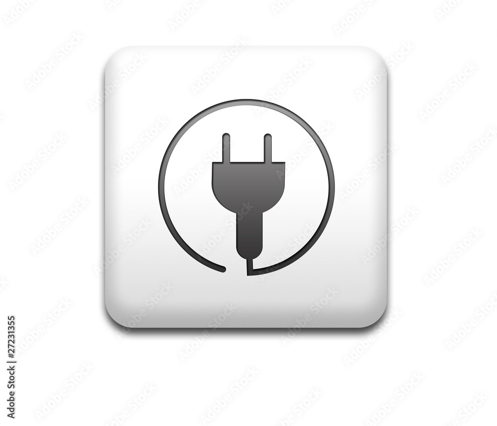 Boton cuadrado blanco enchufe eléctrico Boton cuadrado blanco enchufe eléctrico