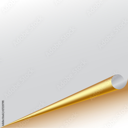 Grey page with golden curl corner