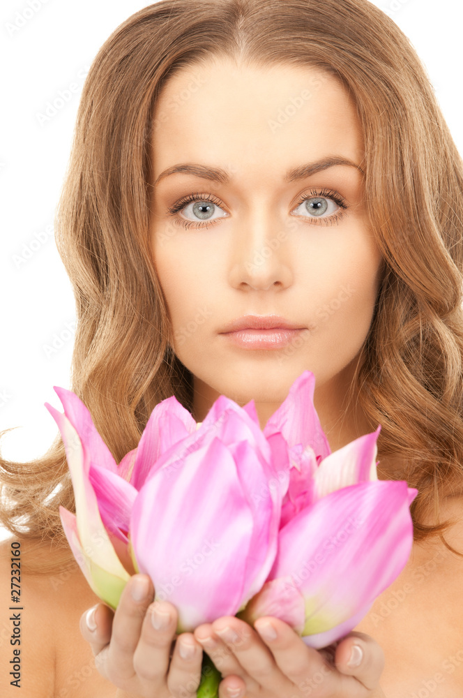 beautiful woman with lotus flower beautiful woman with lotus flower