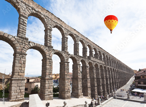 Fotografering The ancient aqueduct in Segovia