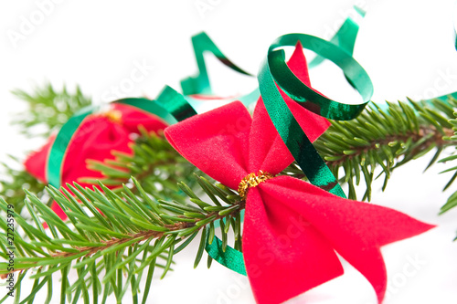 decorated christmas-tree branch with bow