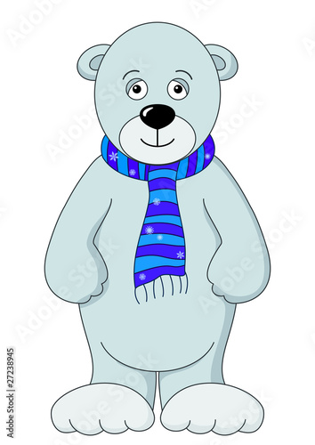 Teddy-bear white in a scarf