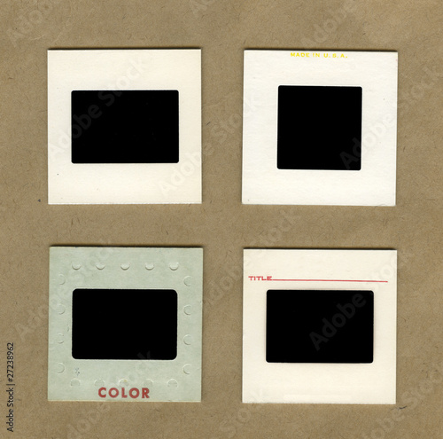 vintage background with four types of slide photography mounts