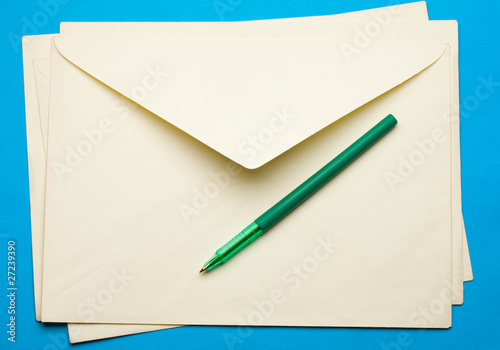 Envelope isolated on blue