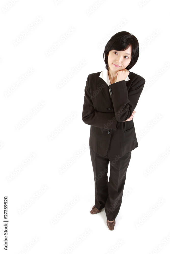 buisiness woman thinks about something buisiness woman thinks about something