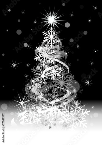 Christmas or New Year tree from  snowflakes