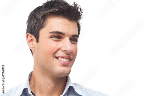 Handsome young man portrait isolated on white