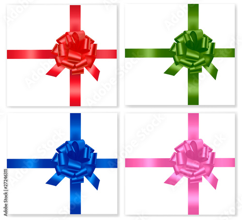 Gift colored ribbons and bows. Vector Illustration.