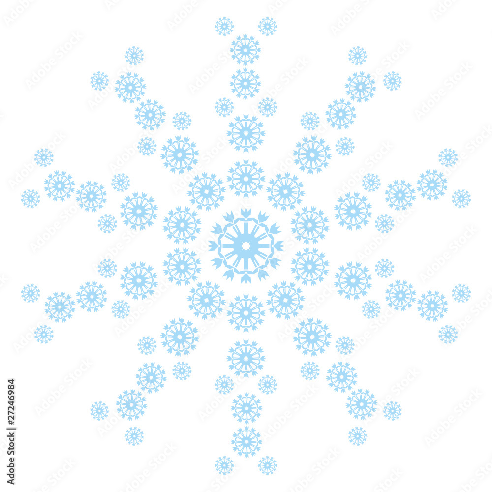 Naklejka premium big snowflake made of little snowflakes