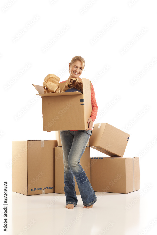 Young woman holding cardboard box Young woman holding cardboard box