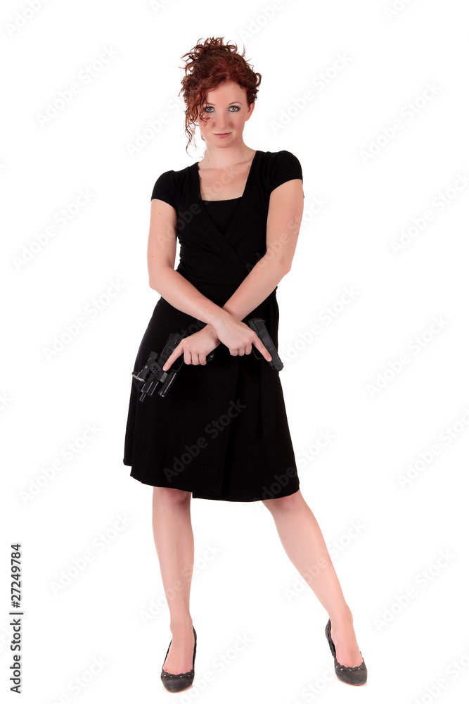 Sexy young woman guns