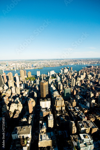 New York city panorama with tall skyscrapers