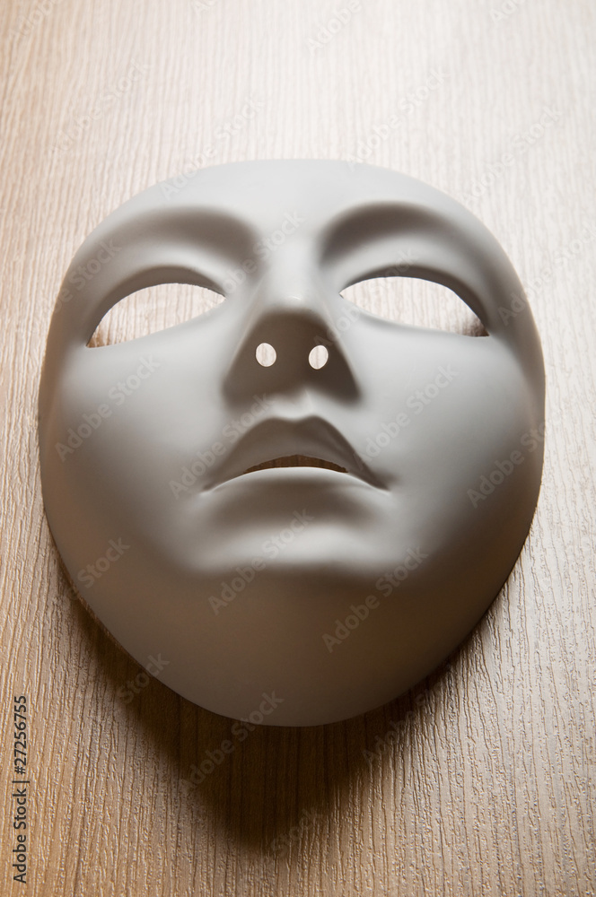 Theatre concept with the white plastic masks Theatre concept with the white plastic masks