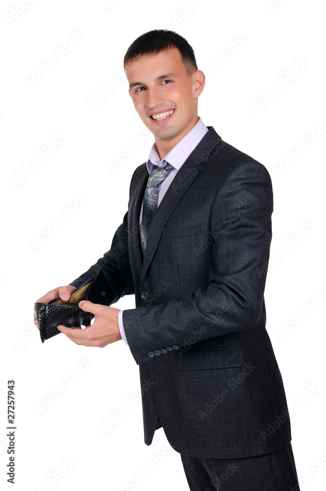 Business man looking at his empty wallet Business man looking at his empty wallet
