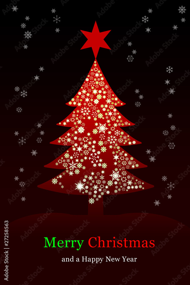Naklejka premium Christmas tree, Greeting card
