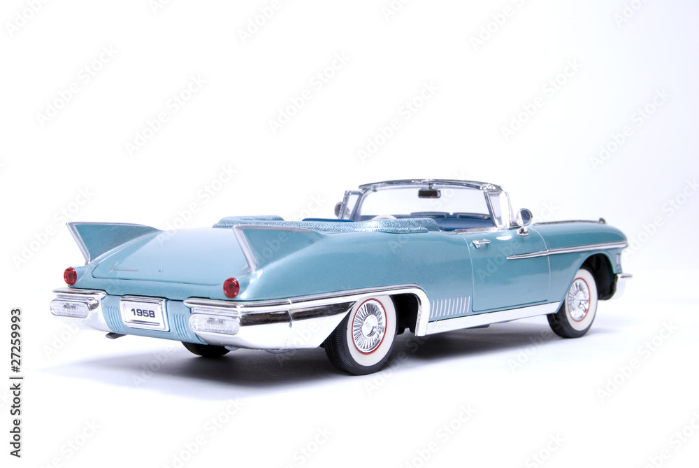 Photo of blue car model isolated on the white background