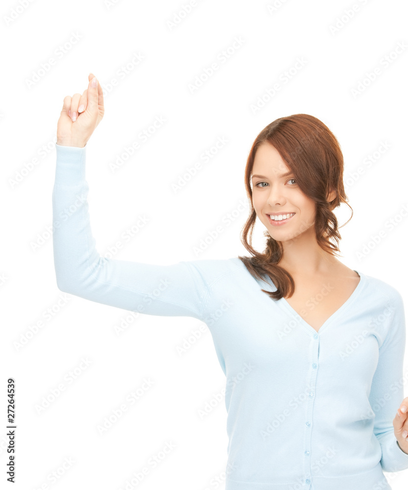 businesswoman working with something imaginary businesswoman working with something imaginary