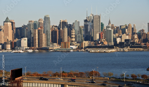 new york city cityscape over hudson river