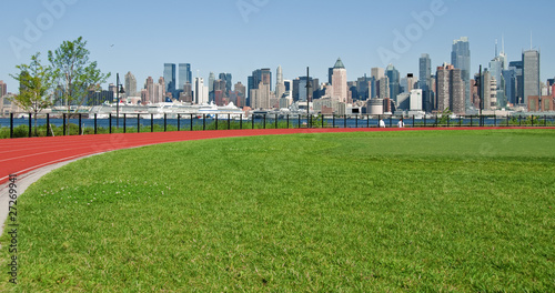 new york city cityscape over hudson river