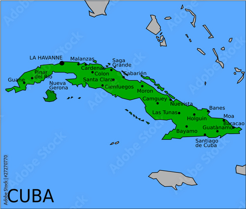 Carte des Villes Principales de Cuba
