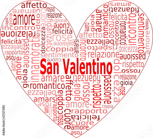 Cuore di San Valentino composto da parole d'amore