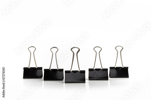 Five isolated binder clips