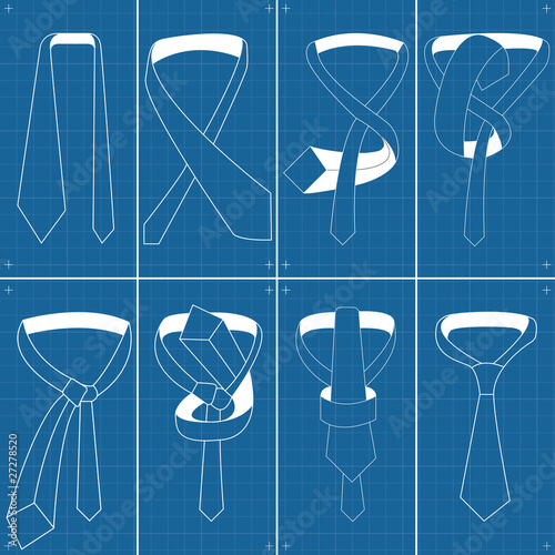 Vector tie and knot instructions blueprint