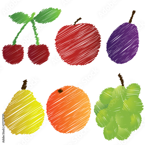 Collection of hand drawn fruits
