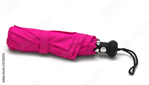 Canvas Print Pink umbrella isolated on white background.
